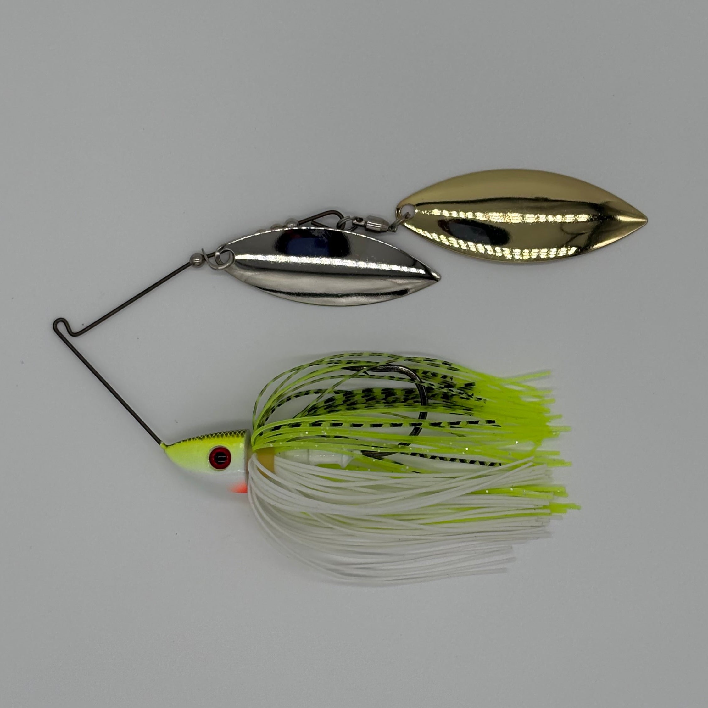 Bassman Spinnerbait 3-4oz TW Double Willow Lure in White Chart Scale Colourway